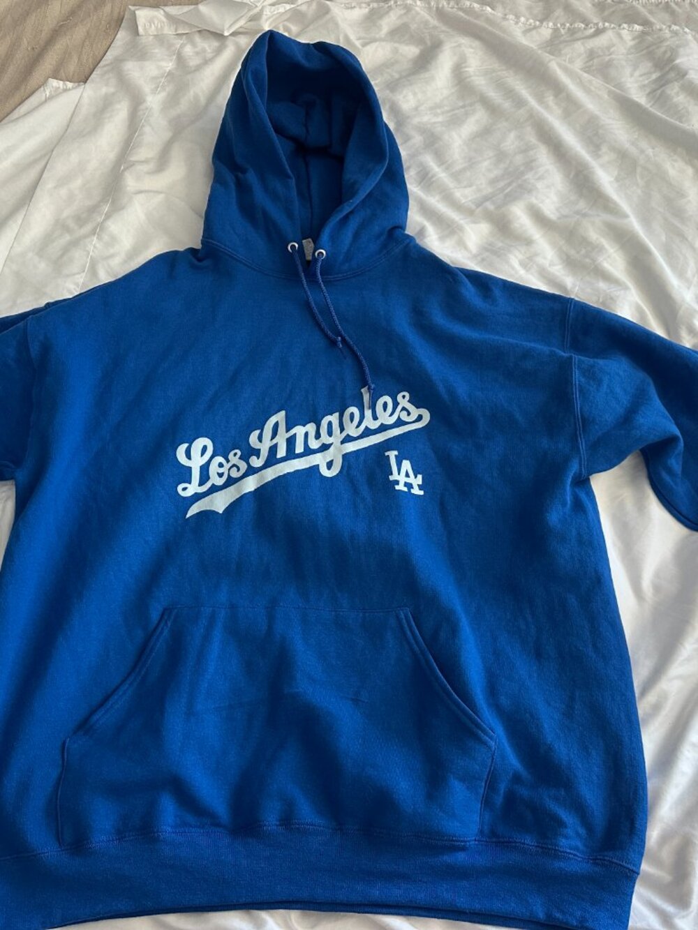 Los Angeles Dodgers LA Hoodie XL Blue Pullover MLB Baseball Fan Graphic - Picture 3 of 9